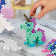 Colourful Plus Plus unicorn constructions