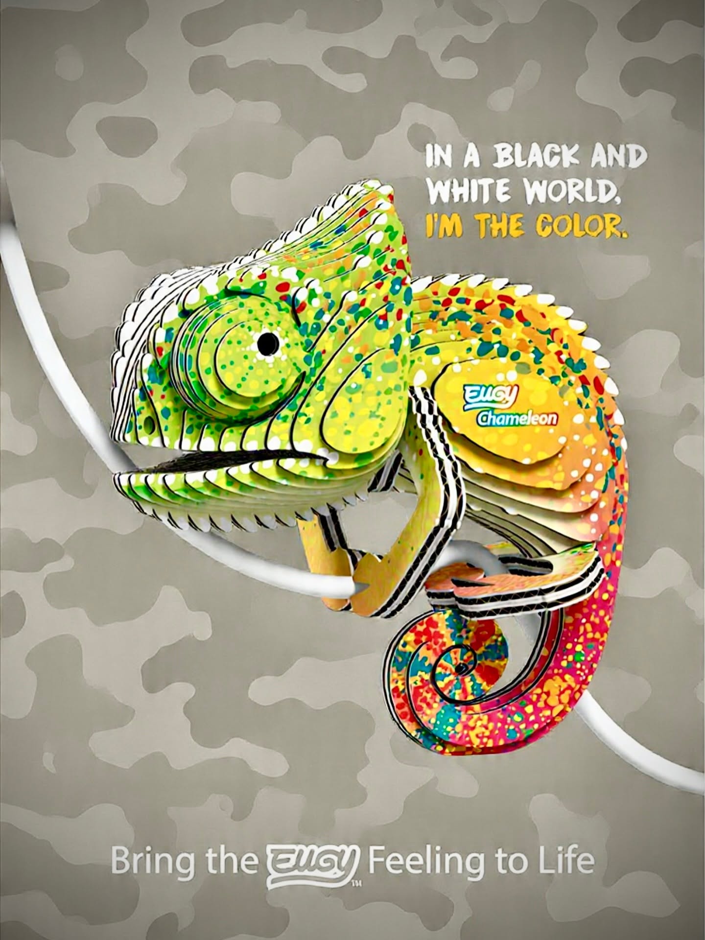 EUGY Chameleon 3D Cardboard Model Kit for Kids aged 6+