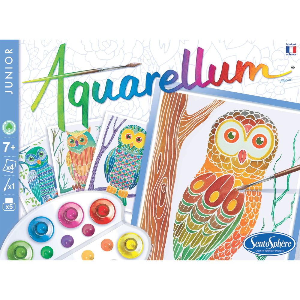 Aquarellum Junior Owls - Painting by Numbers