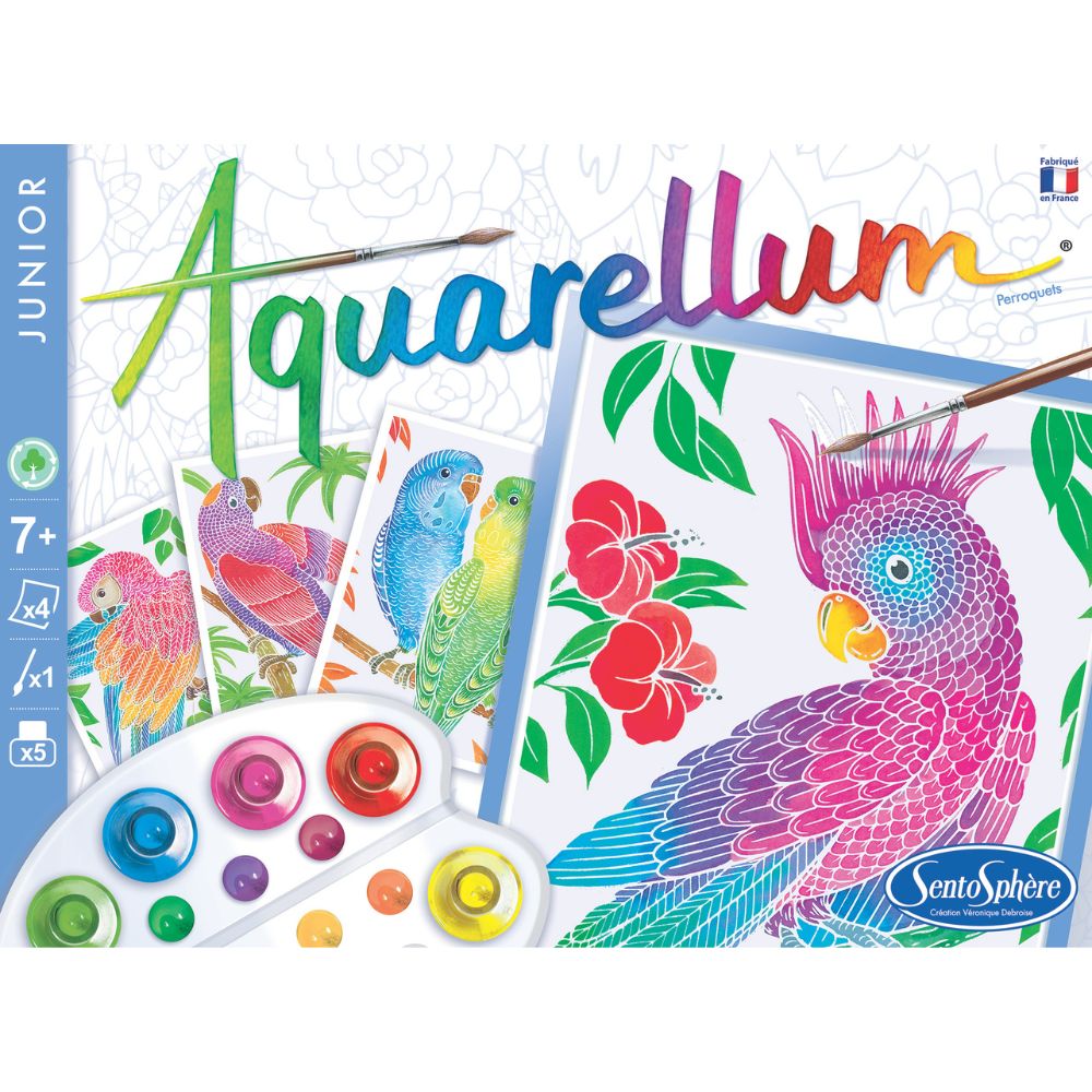 Aquarellum Junior Parrots - Paint by Numbers for Kids
