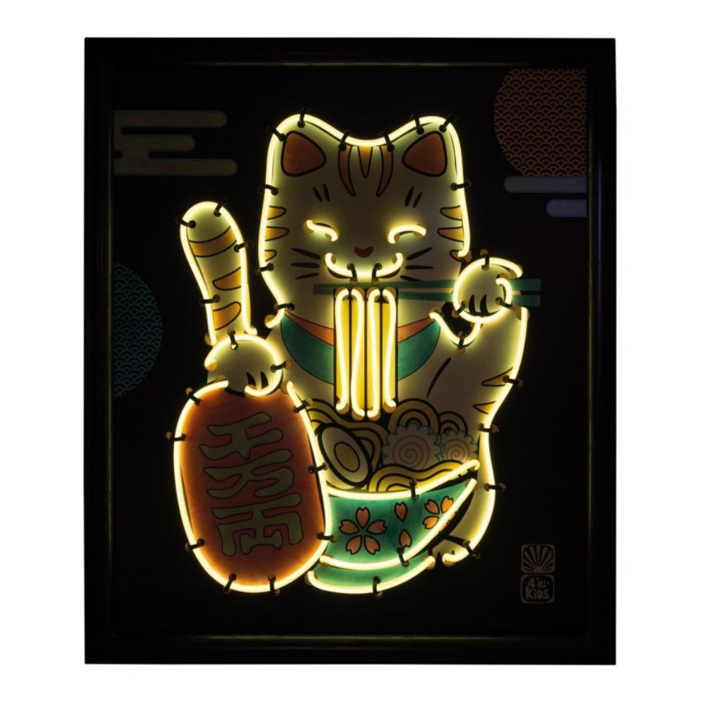 Buki neon lucky waving cat