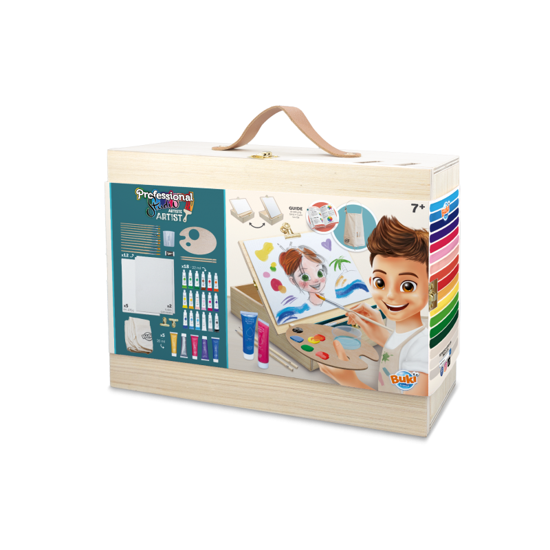 Kids Artist Workshop - Wooden Easel, Canvas & Supplies