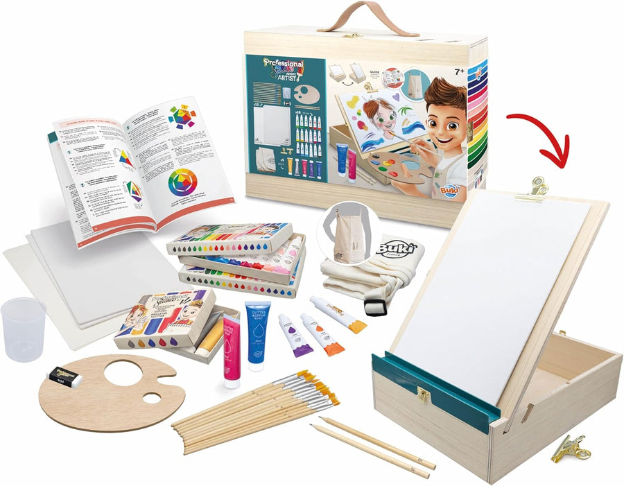 Kids Artist Workshop - Wooden Easel, Canvas & Supplies