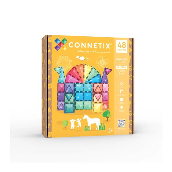 CONNETIX Magnetic Tiles 48 Piece Glitter Castle Pack