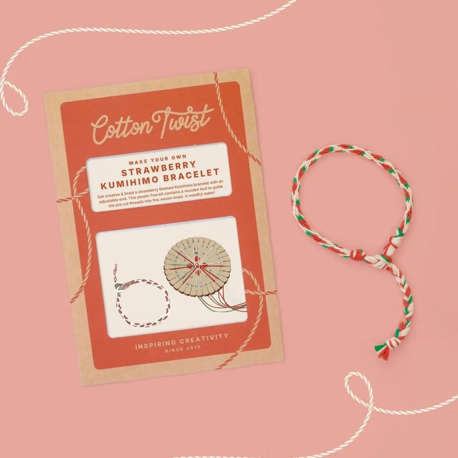 Cotton Twist Strawberry Kumihimo Bracelet