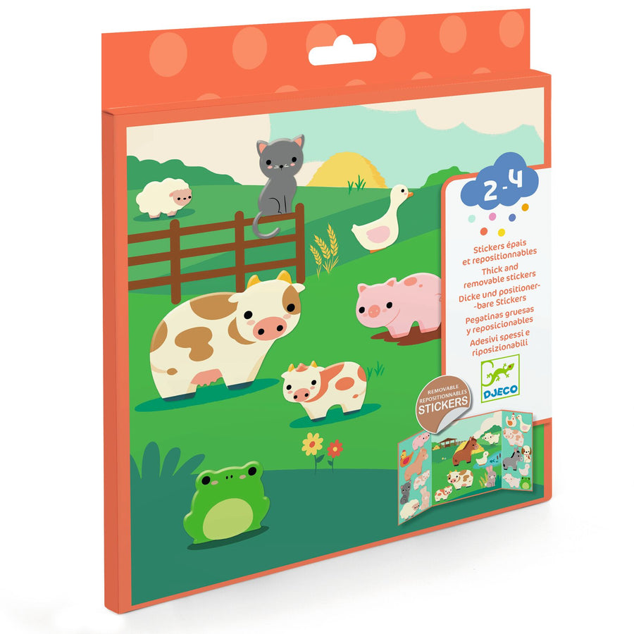 Djeco Thick &amp; Easy Reusable Stickers for Little Ones - Farm DJ00099
