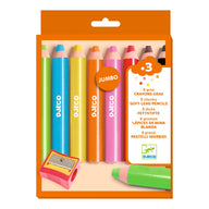 8 Easy Hold Chunky Colouring Pencils + Sharpener