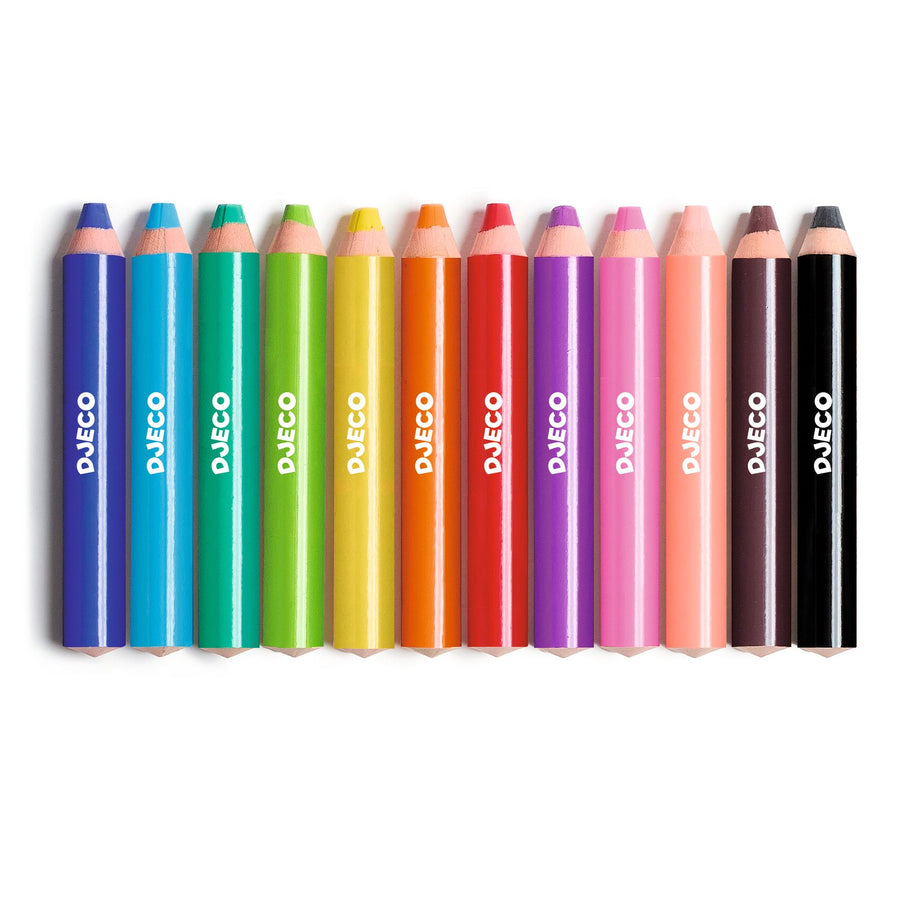 Djeco 12 Chunky Coloured Pencils 3 yrs + DJ00971