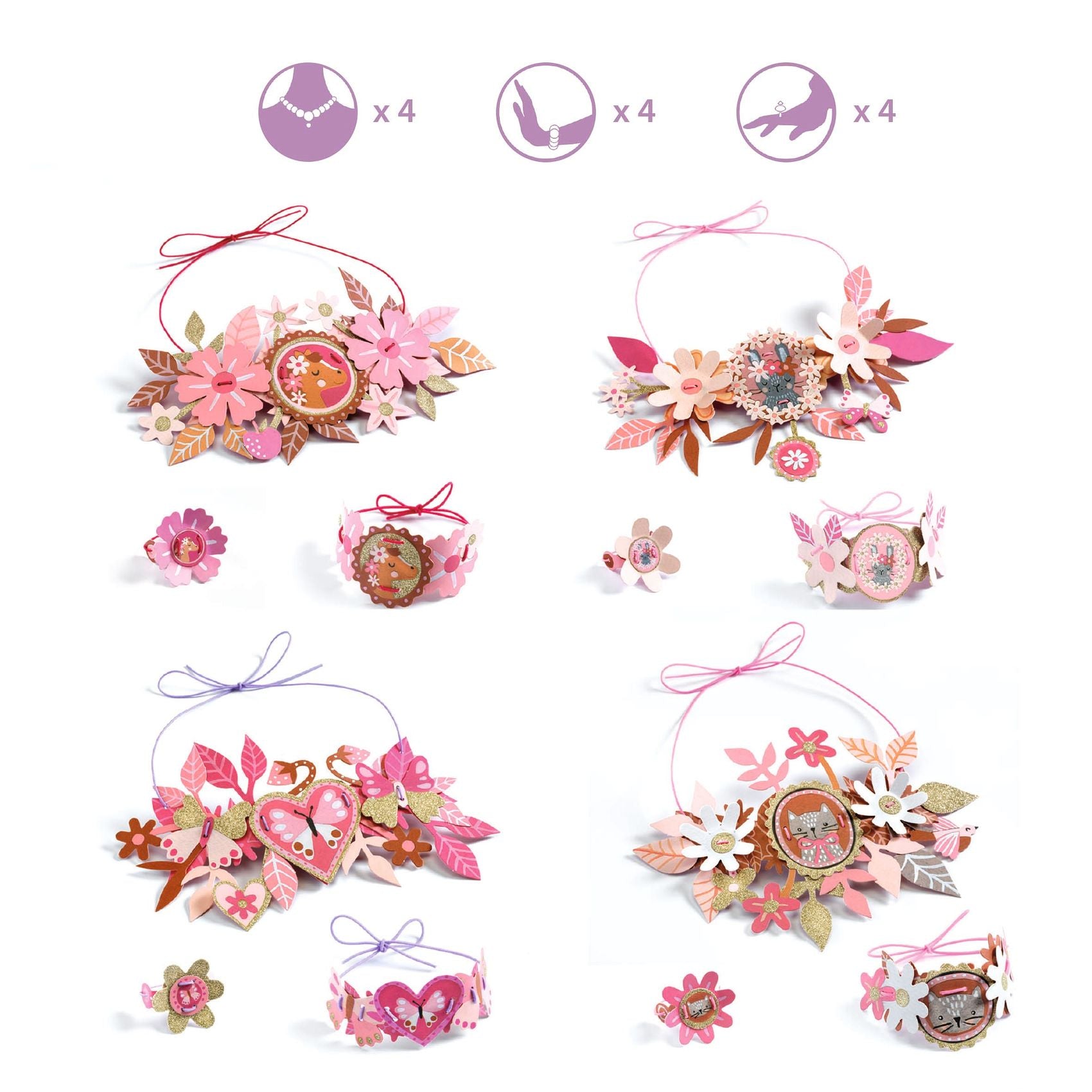 Djeco Do It Yourself 4 Sets Of Jewellery To Create - Delicate Medallions DJ07958