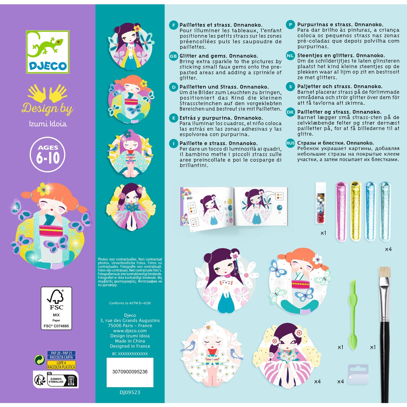 Djeco Glitter Boards, Onnanoko - Djeco Craft Kits DJ09523