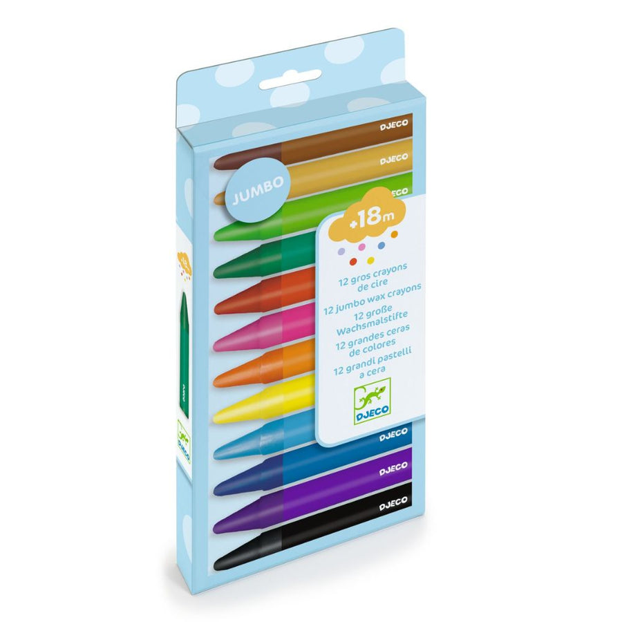 Djeco 12 Jumbo Wax Crayons 18mths + DJ00969