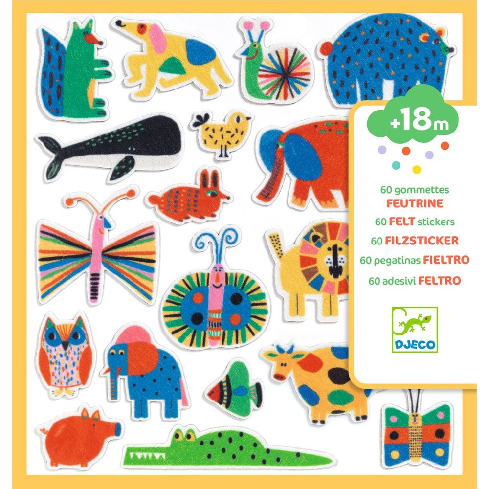 Djeco Kids Felt Stickers - Animals Everywhere, DJ00950 1000 x 1000