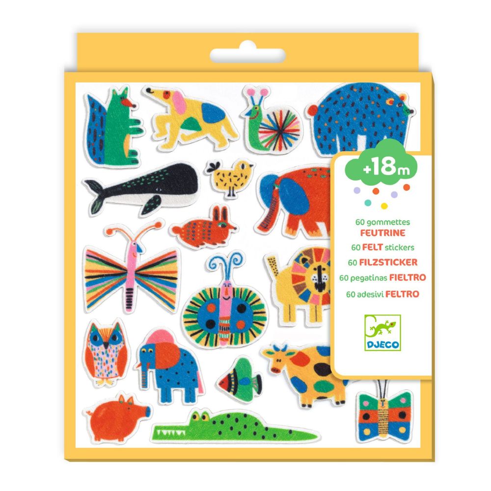 Djeco Kids Felt Stickers - Animals Everywhere, DJ00950 1000 x 1000