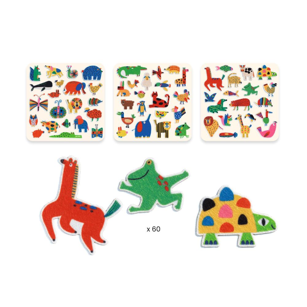 Djeco Kids Felt Stickers - Animals Everywhere, DJ00950 1000 x 1000