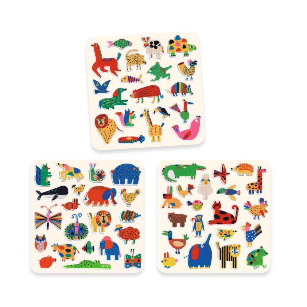 Djeco Kids Felt Stickers - Animals Everywhere, DJ00950 1000 x 1000