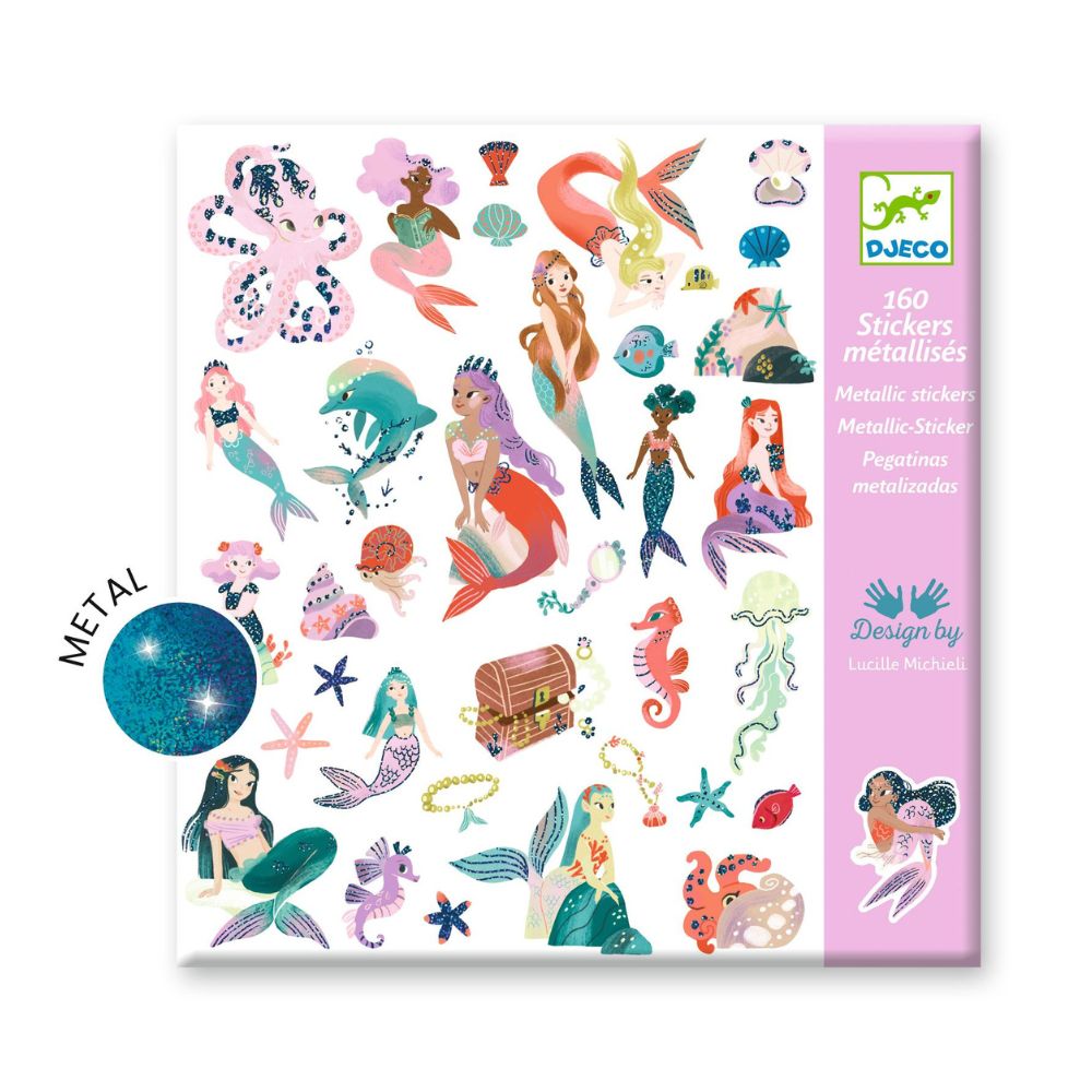 Djeco Kids Stickers - Sparkly Mermaids, DJ09553