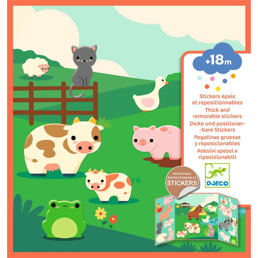 Djeco Thick and Easy Reusable Sticker scene for Little Ones - Farm DJ00099