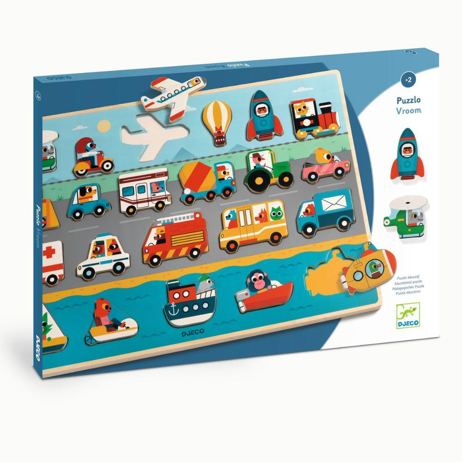 Djeco Wooden Puzzles - Puzzlo Vroom DJ01831