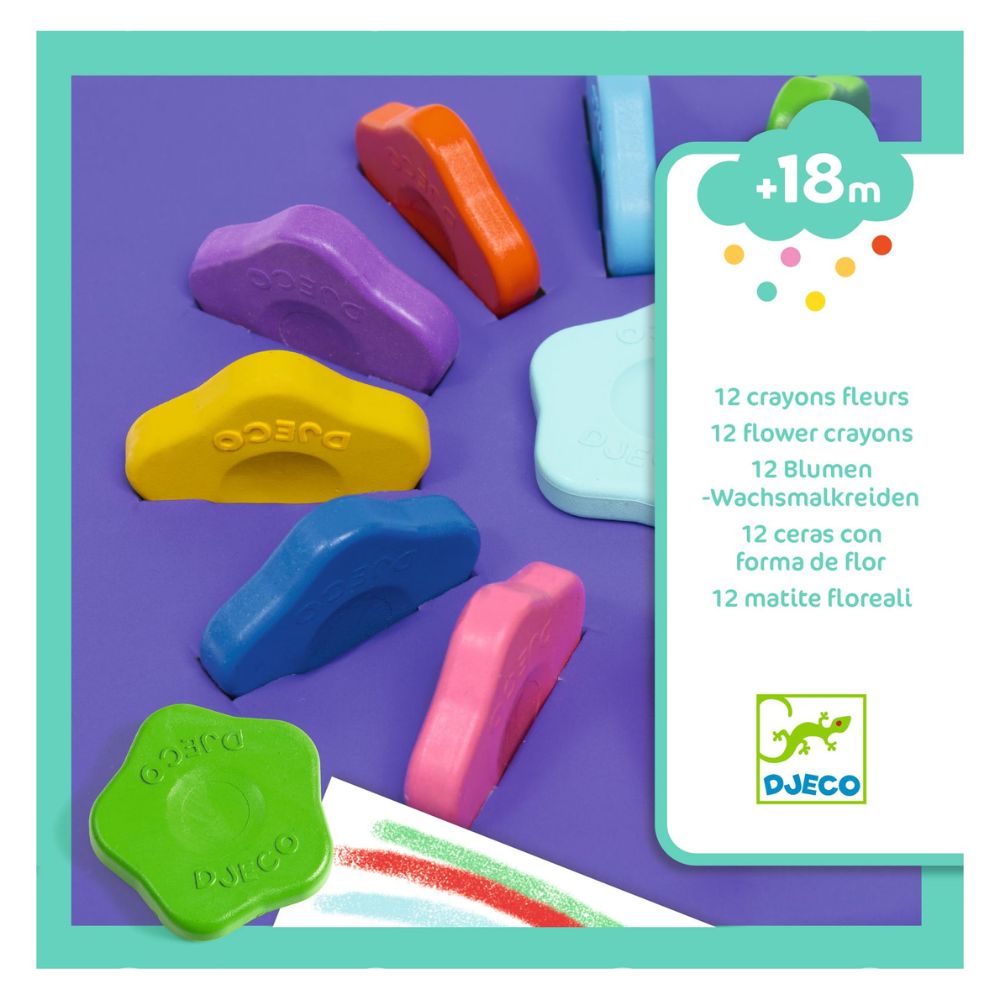 Djeco 12 Flower Crayons For Little Ones