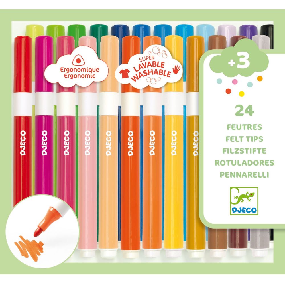 Djeco 24 Markers - Super Washable DJ00967