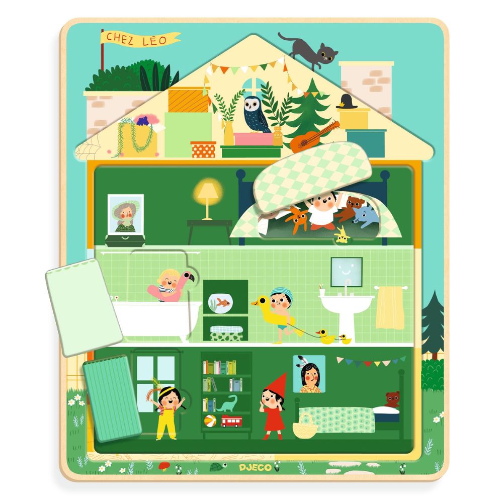 Djeco Wooden Puzzles - Chez Leo Layered Puzzle DJ01489
