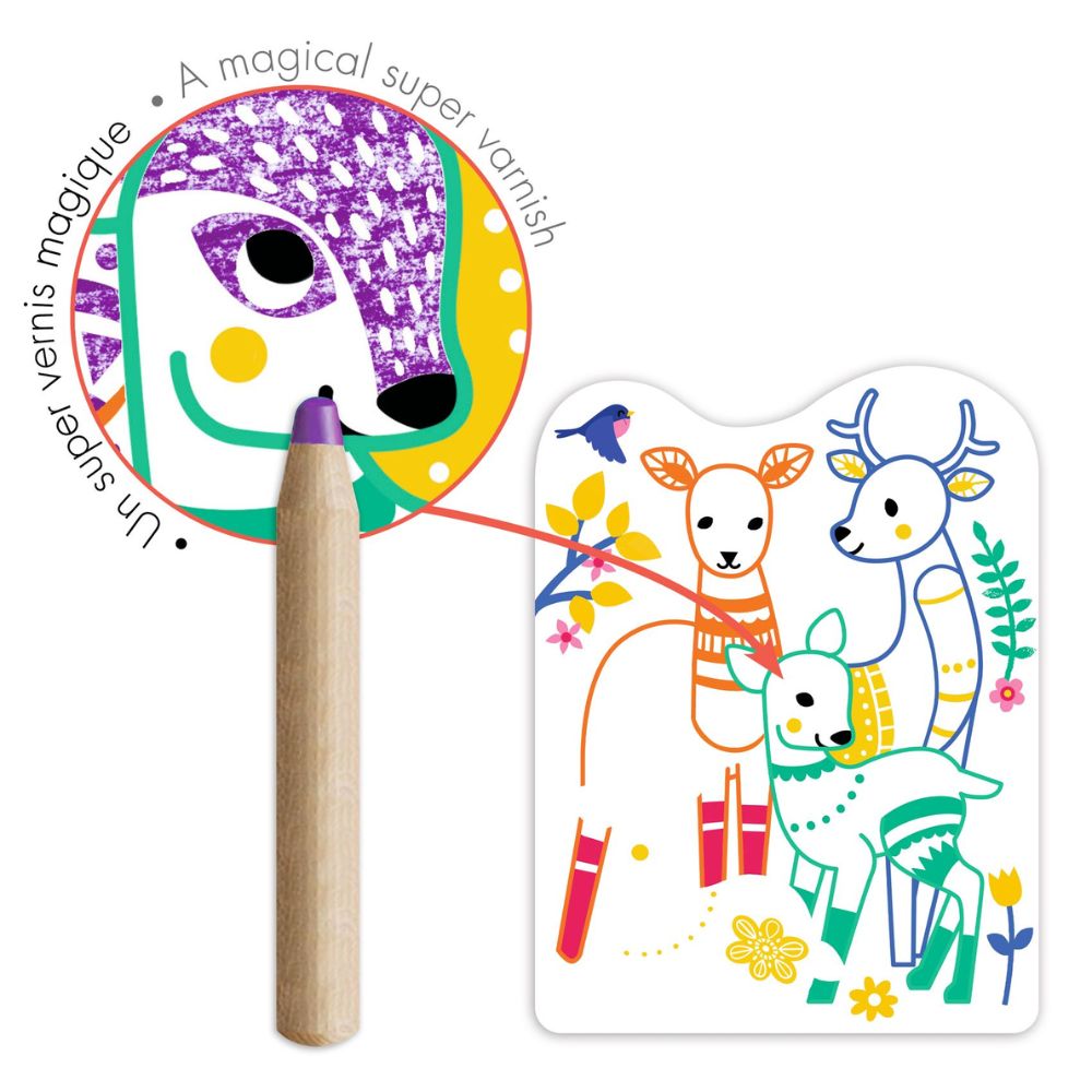 Djeco Magic Colouring Reveal Pictures, Forest Families