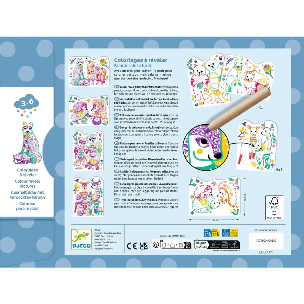 Djeco Magic Colouring Reveal Pictures, Forest Families