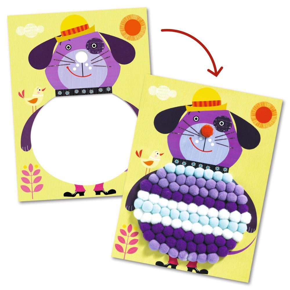 Djeco Pompom Collages - Dogs To Stroke