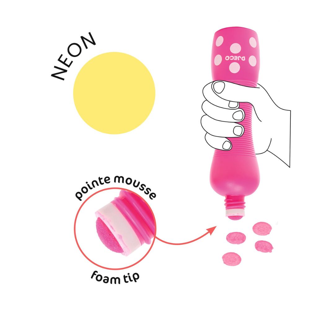 Djeco Foam Markers - Large Dot Markers, Neon DJ09059