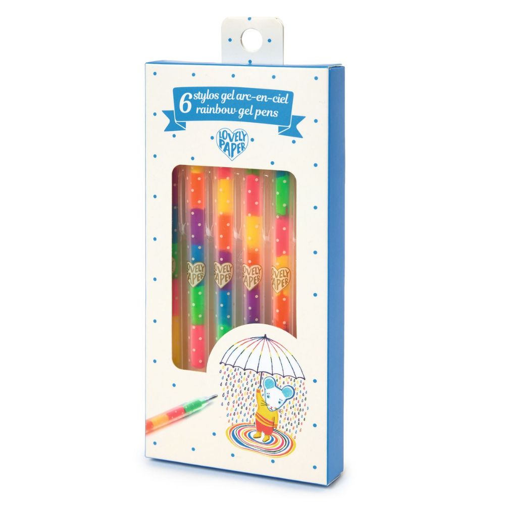 Djeco Lovely Paper - 6 Rainbow Gel Pens
