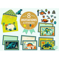 Djeco Lovely Paper - 8 Invitations & Stickers - Dinosaurs DD03497