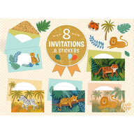 Djeco Lovely Paper - 8 Invitations and Stickers - Jungle Animals DD03491
