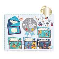 Djeco Lovely Paper - 8 Invitations & Stickers - Pirates & Sealife DD03495