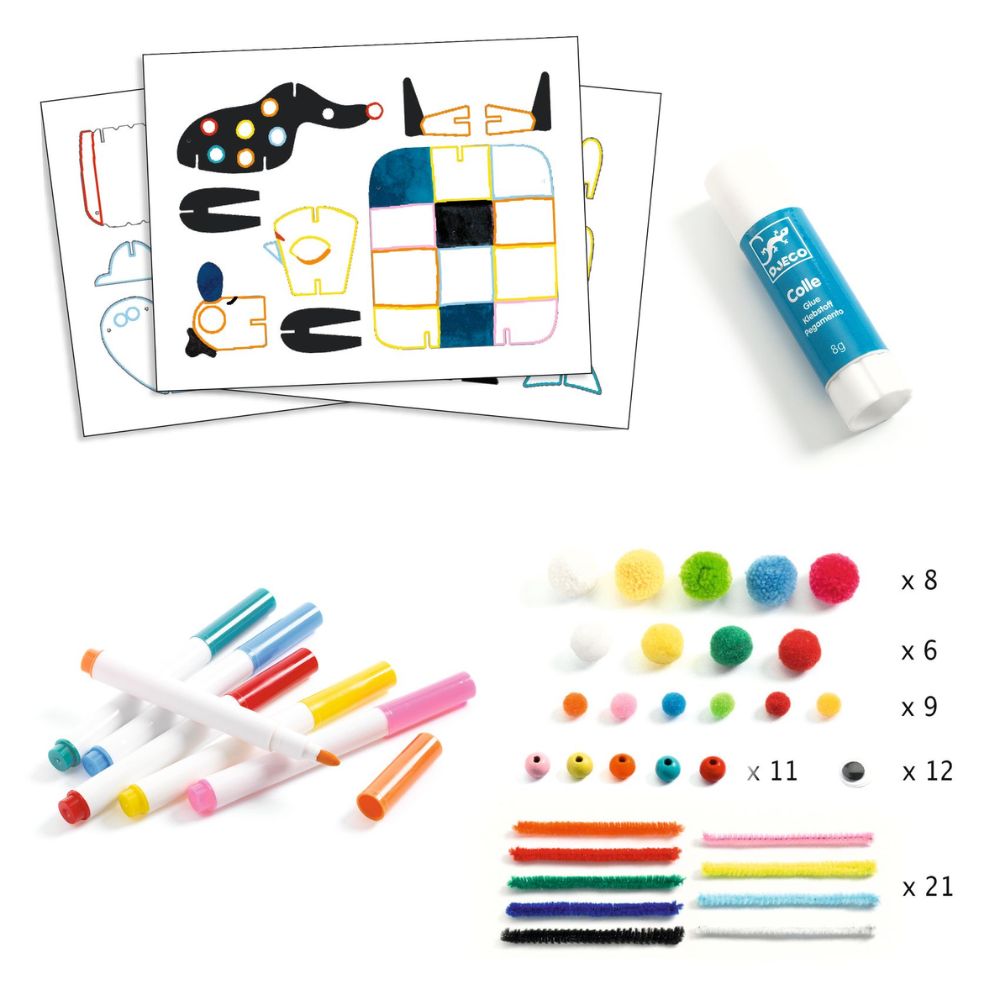 Djeco Multi Activity Kit - Creative Punch Out Boxes - 6 Big Buddies & Doggies DJ00956