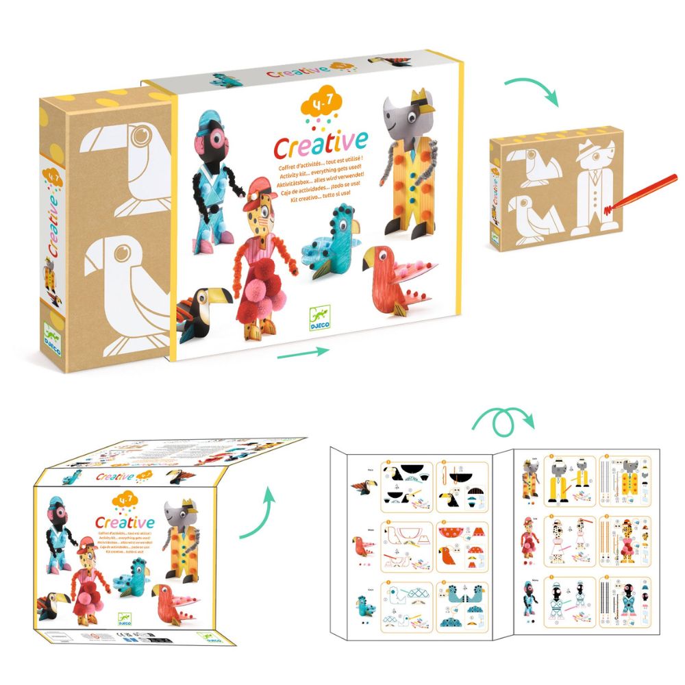 Djeco Multi Activity Kit - Creative Punch Out Boxes - 6 Savanna DJ00957