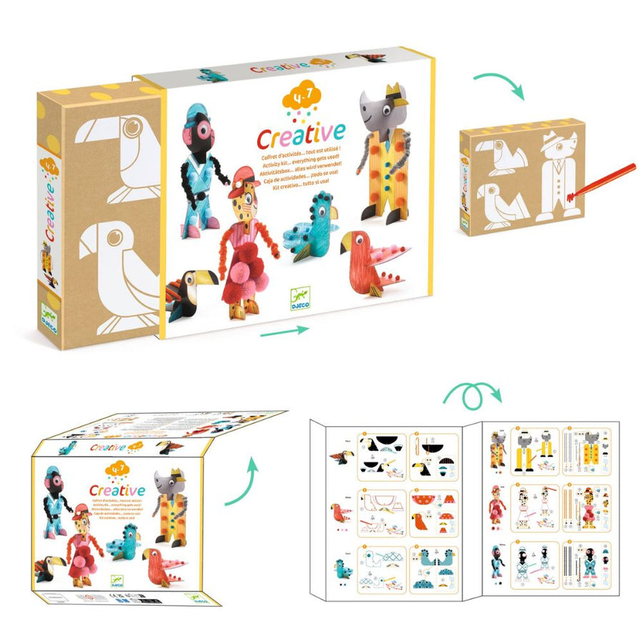 Djeco Multi Activity Kit - Creative Punch Out Boxes - 6 Savanna DJ00957