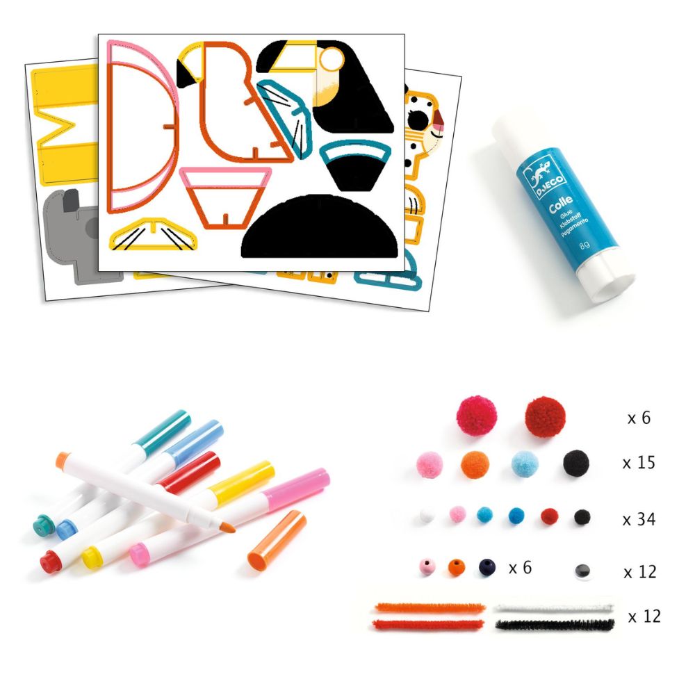 Djeco Multi Activity Kit - Creative Punch Out Boxes - 6 Savanna DJ00957