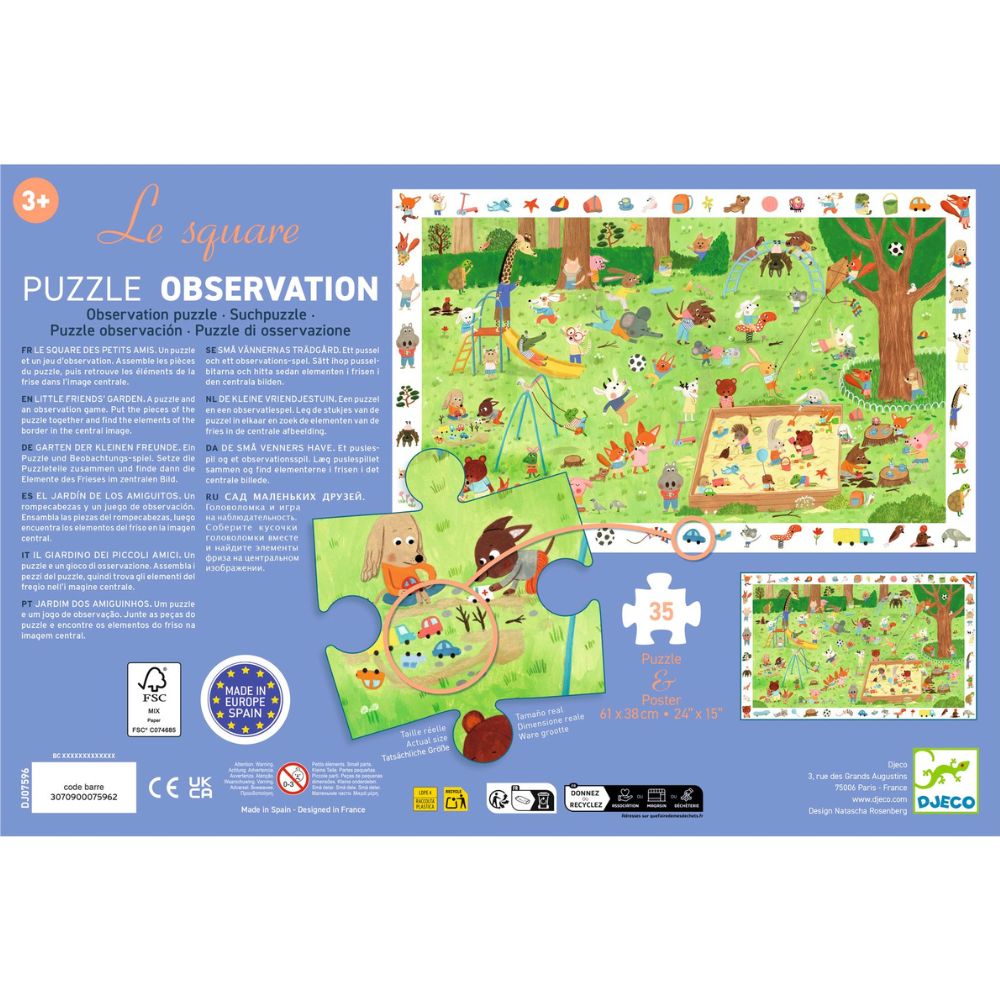 Djeco Observation Childrens Jigsaw Puzzle, Little Friends Garden