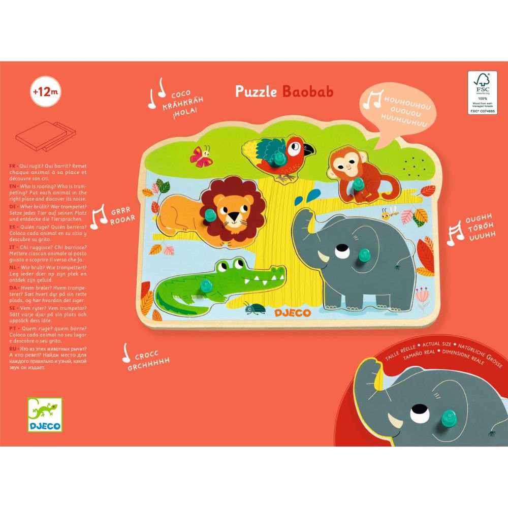 Djeco Wooden Sound Puzzles - Baobab DJ01708