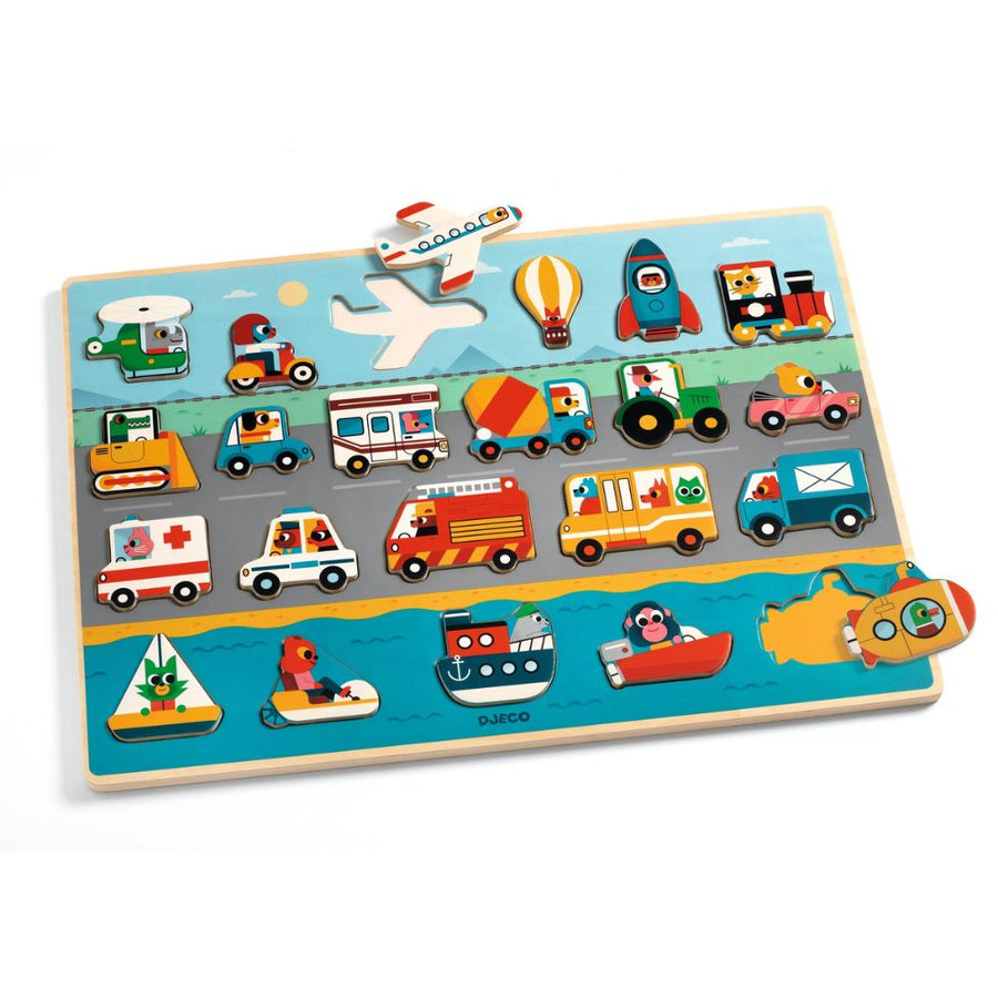 Djeco Wooden Puzzles - Puzzlo Vroom DJ01831