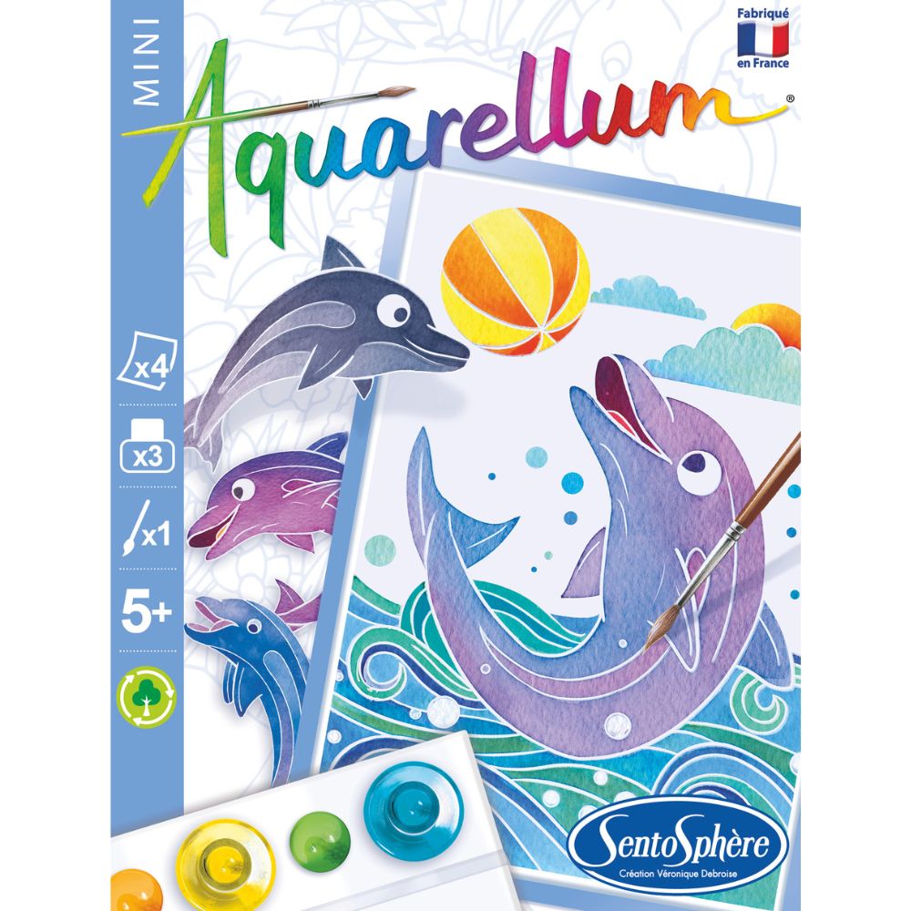 Aquarellum Mini Dolphins - Paint by Numbers for Kids
