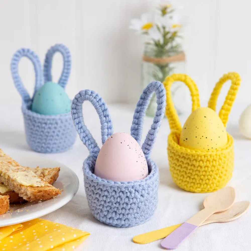 Easy Crochet Kit - Make Trio Of Easter Bunny Egg Cups