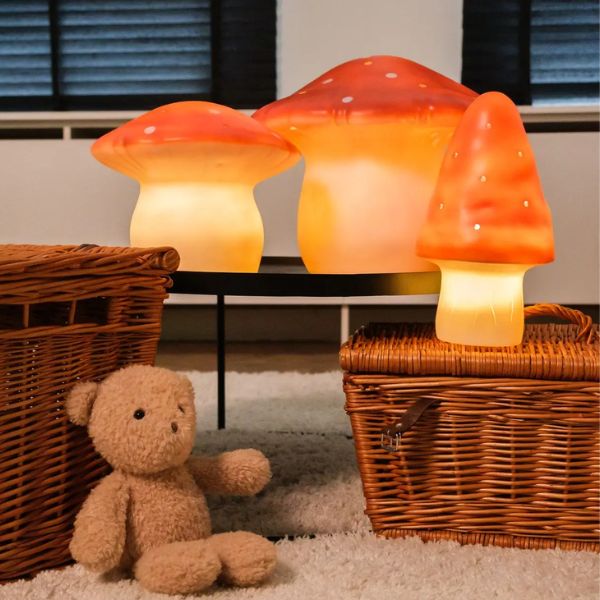 Egmont Mushroom Night Light, Small Brick Red - Kids Night Light