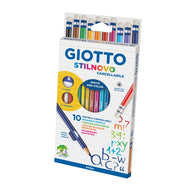 Giotto Stilnovo erasable colouring pencil 10pcs set with sharpener and eraser – school-safe art kit