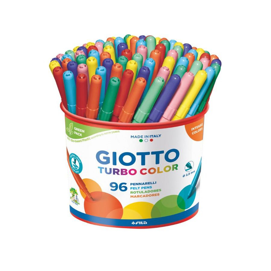 Giotto Turbo Color Felt Tip Pen 96‑piece pot with vibrant washable colours