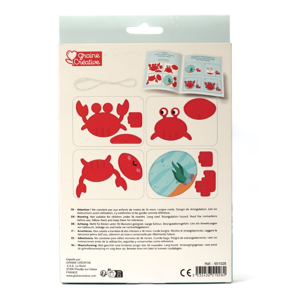 Graine Creative 3D Wooden Hanging Decoration To Make - Crab