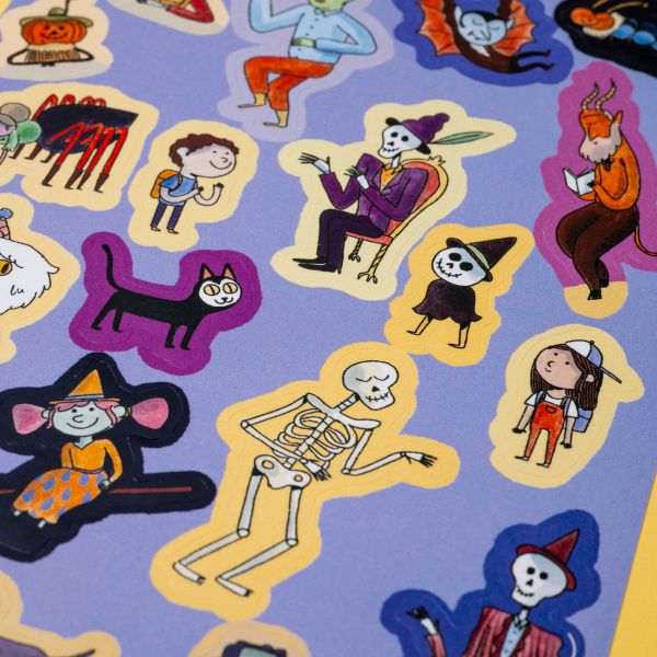 Fold-out fantasy poster with stickers for kids