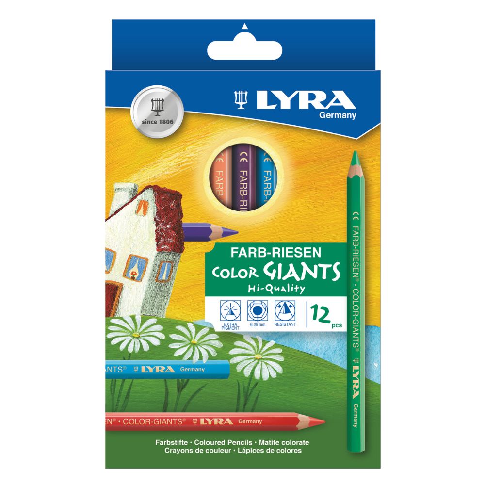 Lyra Color Giants Lacquered Colouring Pencil 12pcs Set - Kids Colouring Pencils