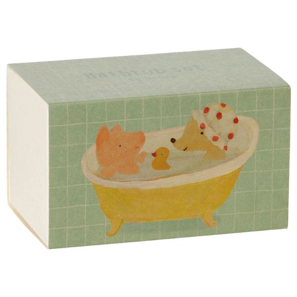 Maileg Bathtub set, Mouse - Yellow