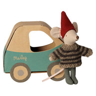 Maileg Christmas Mouse, Little Brother in Car Box